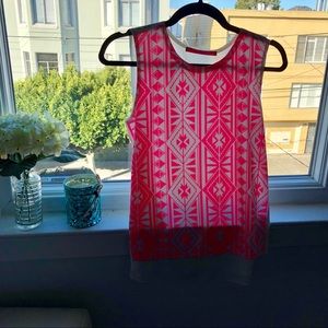 Pinkyotto pink and white aztec tank